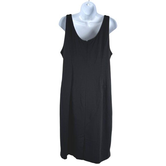 Eileen Fisher Ponte Dress Large Black Sleeveless Leather Trim NWT‎ DR-1730 - Picture 6 of 12